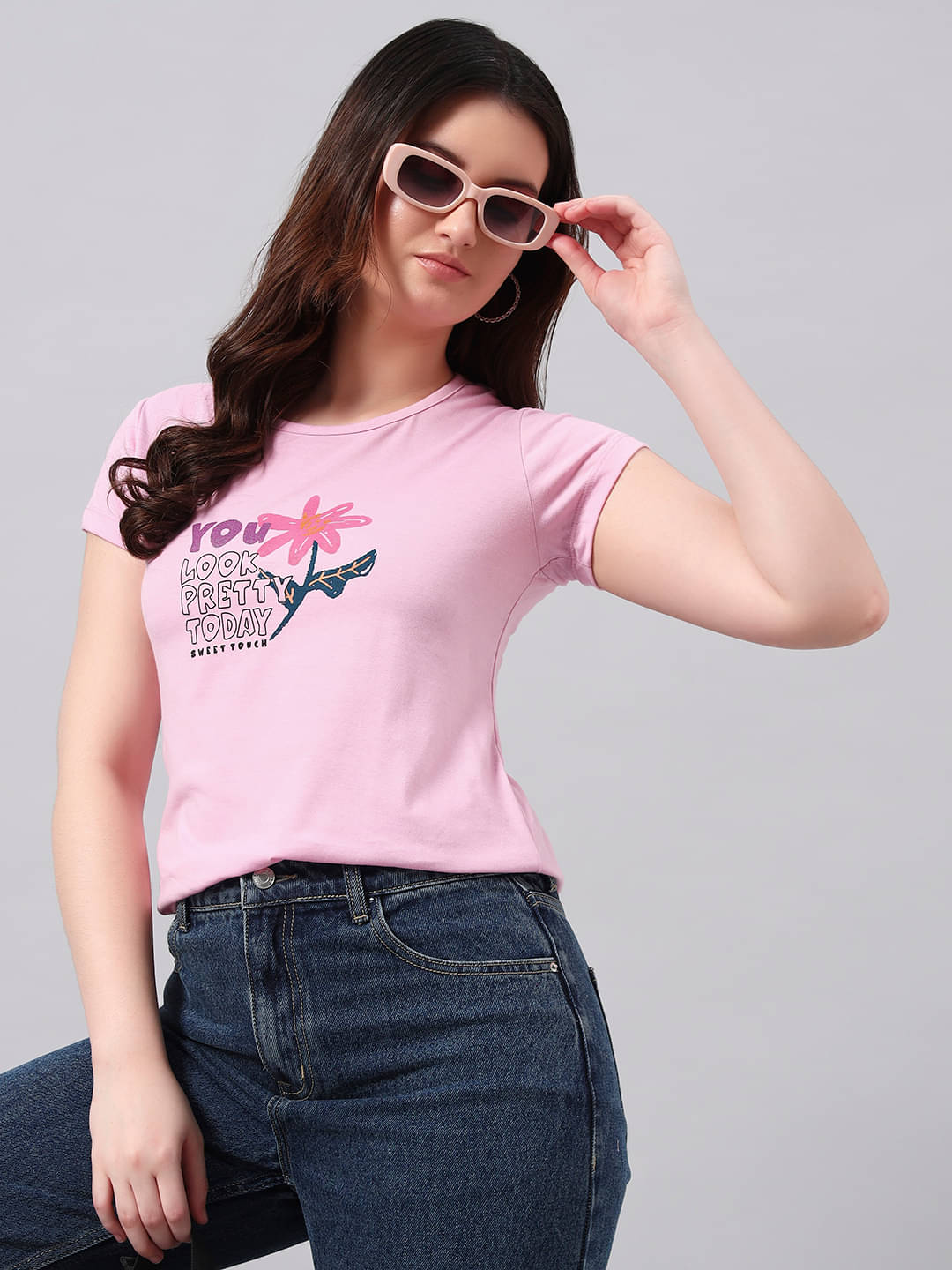     			Sweet Touch Women's Cotton Blend Regular Top ( Pink )