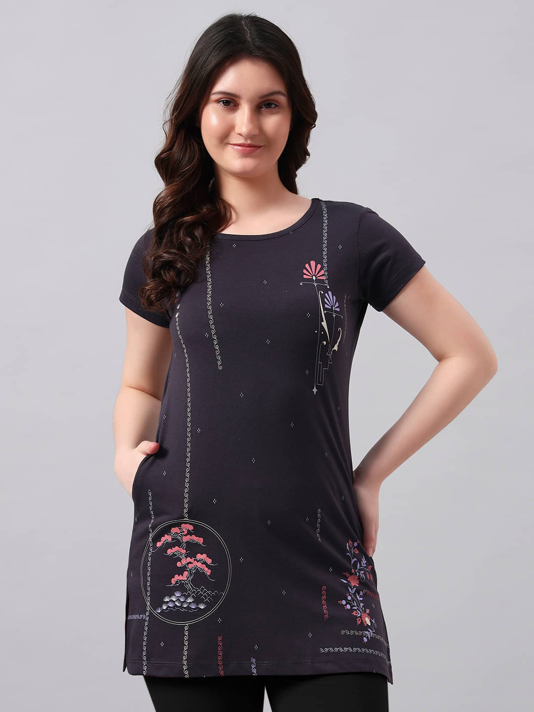     			Sweet Touch Women's Cotton Blend Regular Top ( Grey )