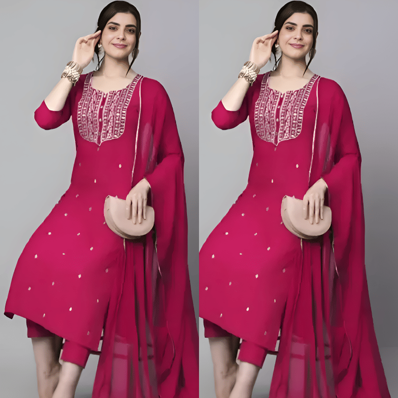 TEXPA FASHION Women Rayon Embroidered A-line Kurti With Pants ( Pink ) TEXPA FASHION Women Rayon Embroidered A-line Kurti With Pants ( Pink )