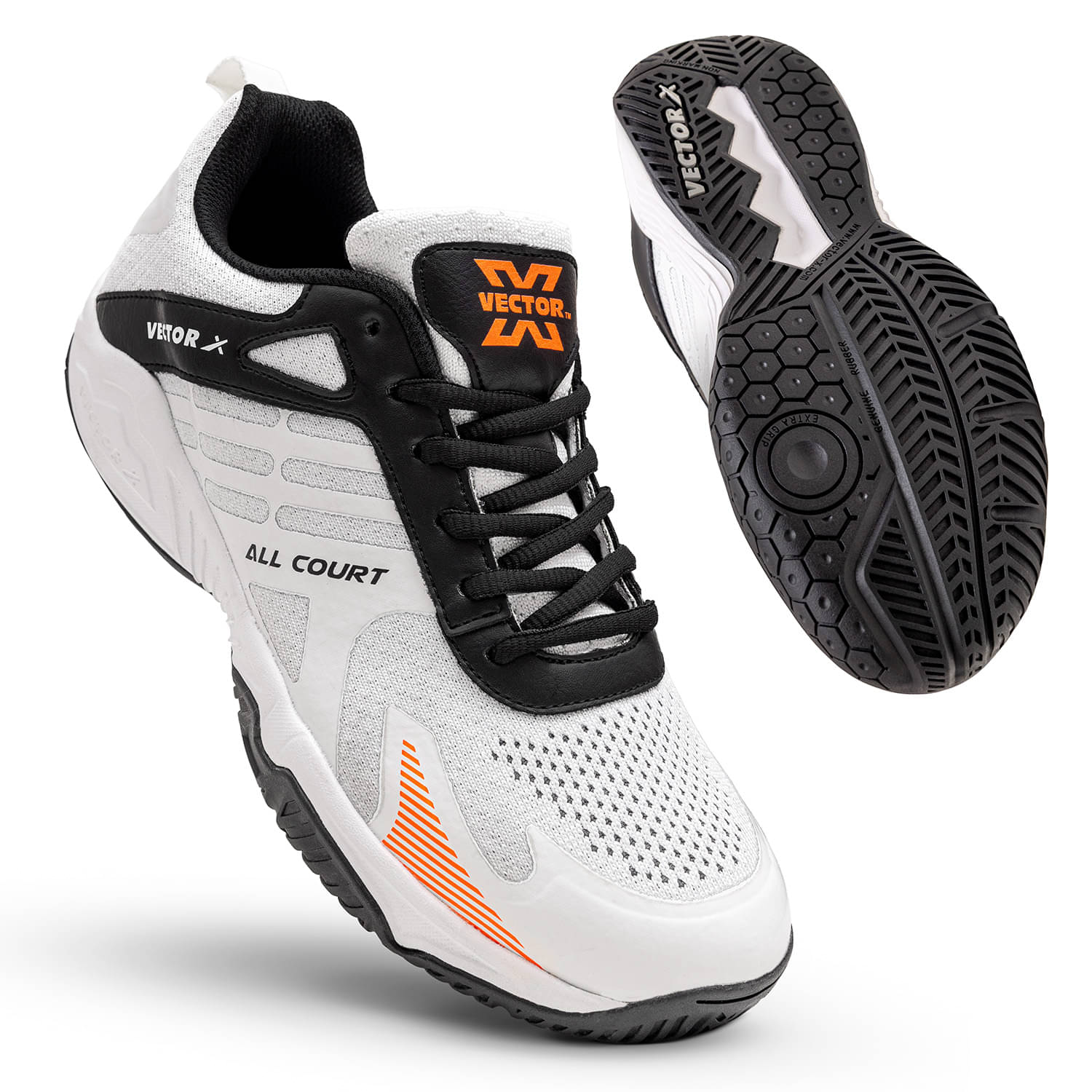 Vector X All Court White Black Tennis Shoes     			Vector X All Court White Black Tennis Shoes