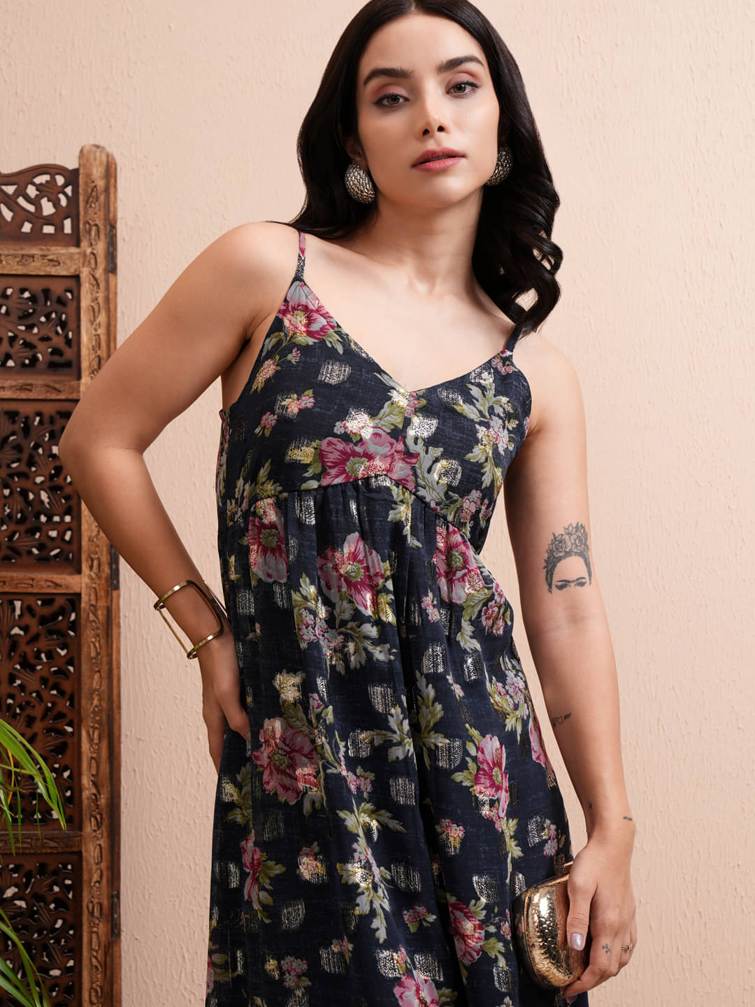     			Vishudh Women Polyester Printed Maxi ( Blue )