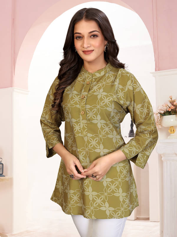 Women Basket Women Cotton Blend Printed Shirt Style Kurti ( Multicoloured ) Women Basket Women Cotton Blend Printed Shirt Style Kurti ( Multicoloured )