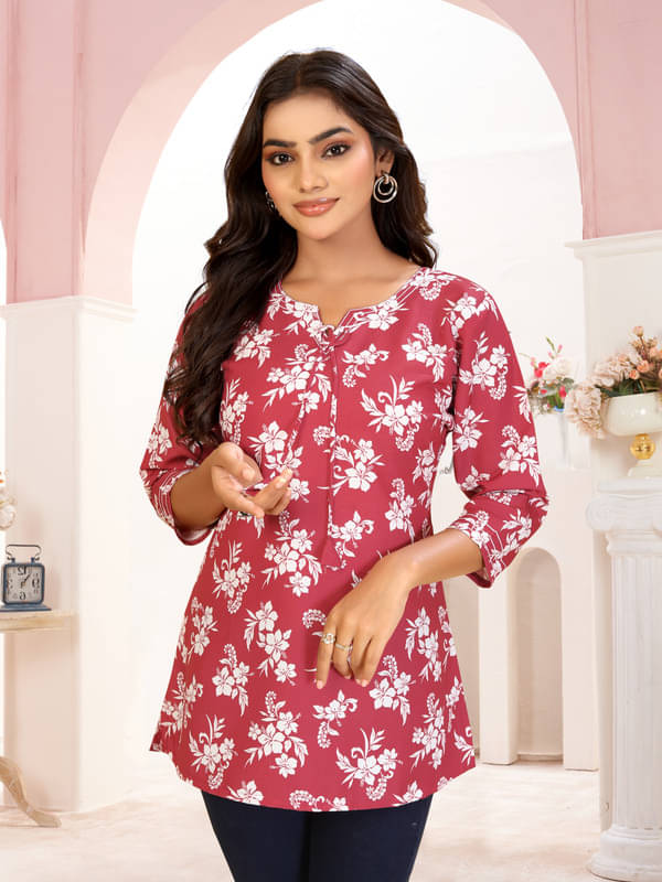 Women Basket Women Cotton Blend Printed Shirt Style Kurti ( Multicoloured ) Women Basket Women Cotton Blend Printed Shirt Style Kurti ( Multicoloured )