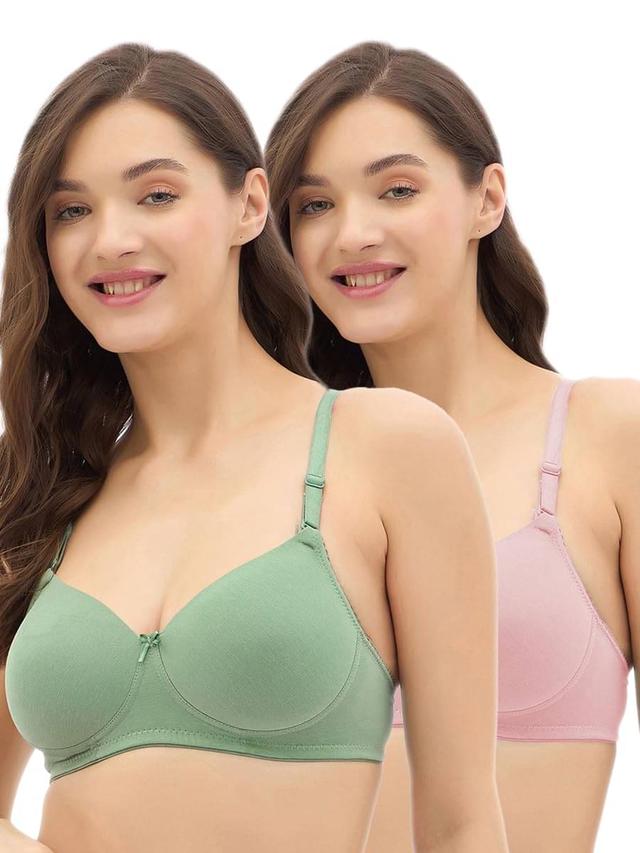     			Women Vibes Cotton Lightly Padded T-Shirt Bra ( Multicolor3 , Pack of 2 )