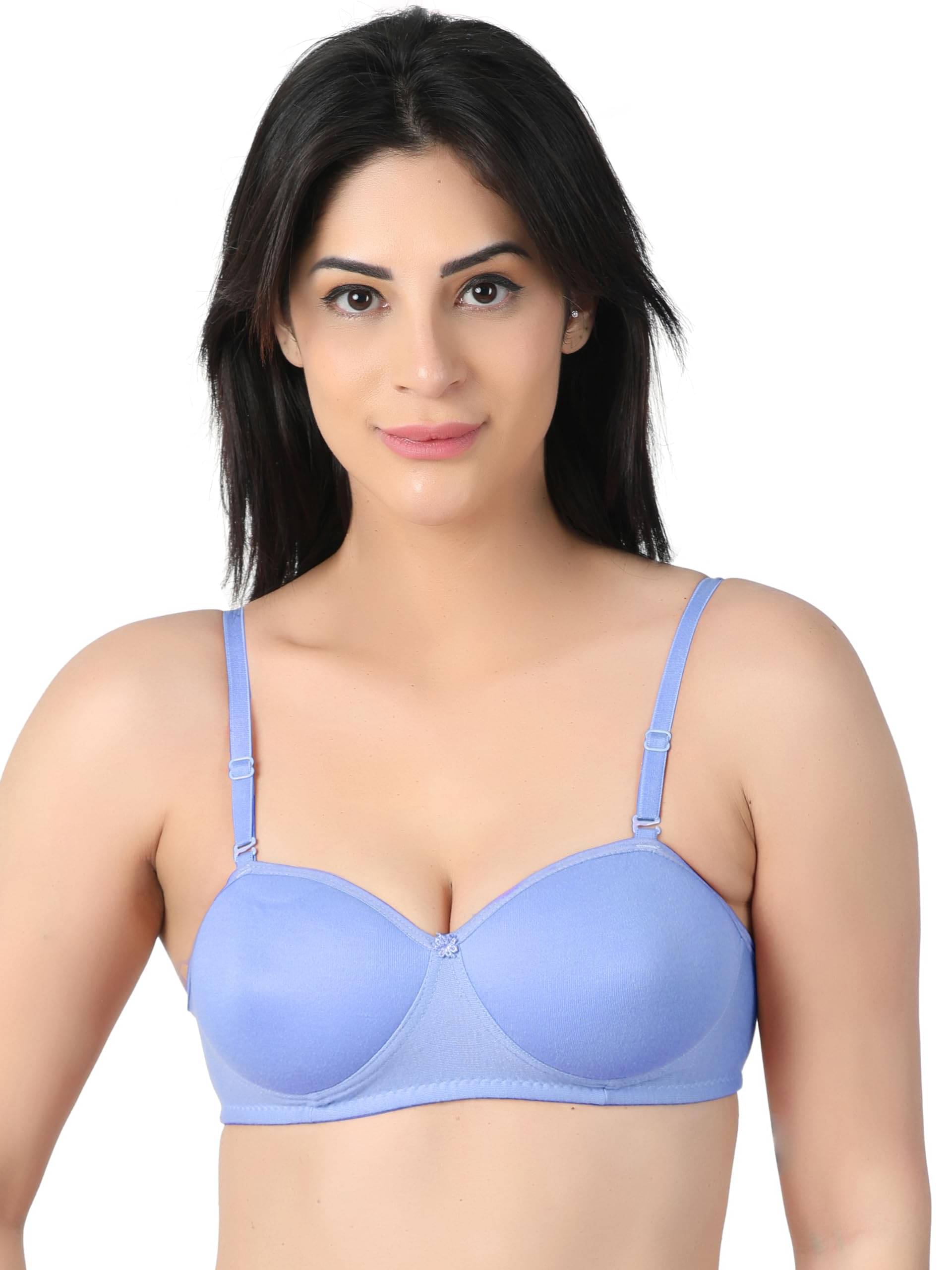     			Women Vibes Cotton Lightly Padded T-Shirt Bra ( Blue , Pack of 1 )