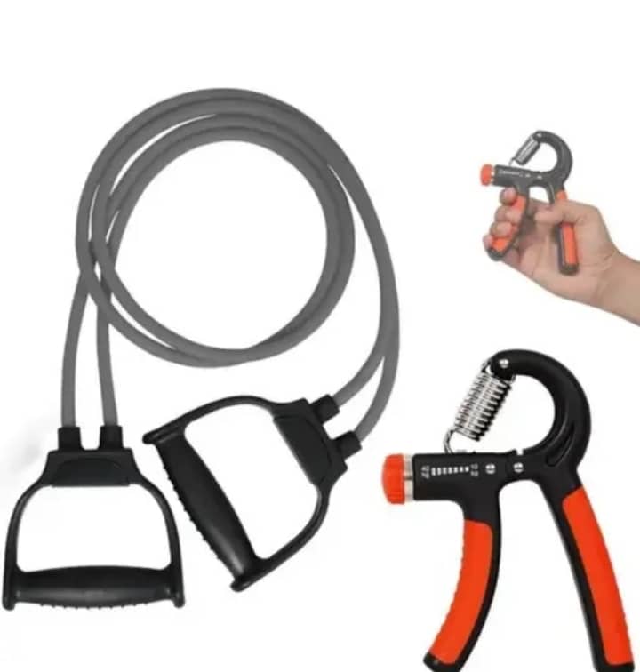 YUPLITE Double Toning Tube with R Shape  Hand Gripper Combo Fitness Hand Strengthener Resistance Band Fitness Accessories Hand Exerciser Hand Grip Stretching Band Full Body Workout Kit For Men & Women - Sports and Fitness Equipment | Buy online on ZillyBuy