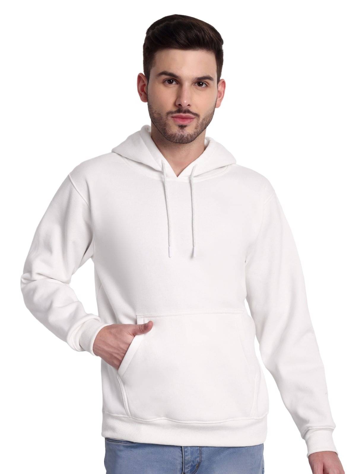     			ZEFFORA Fleece Hooded Men's Sweatshirt - White ( Pack of 1 )
