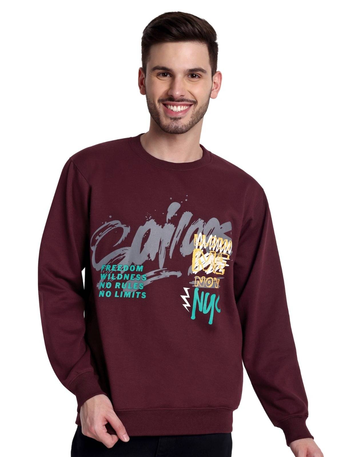 ZEFFORA Fleece Round Neck Men's Sweatshirt - Wine ( Pack of 1 ) ZEFFORA Fleece Round Neck Men's Sweatshirt - Wine ( Pack of 1 )