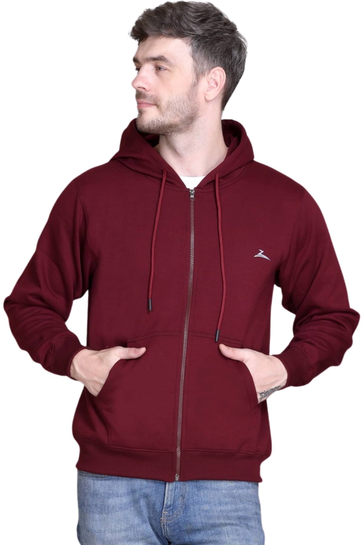     			ZEFFORA Polyester Hooded Men's Sweatshirt - Wine ( Pack of 1 )