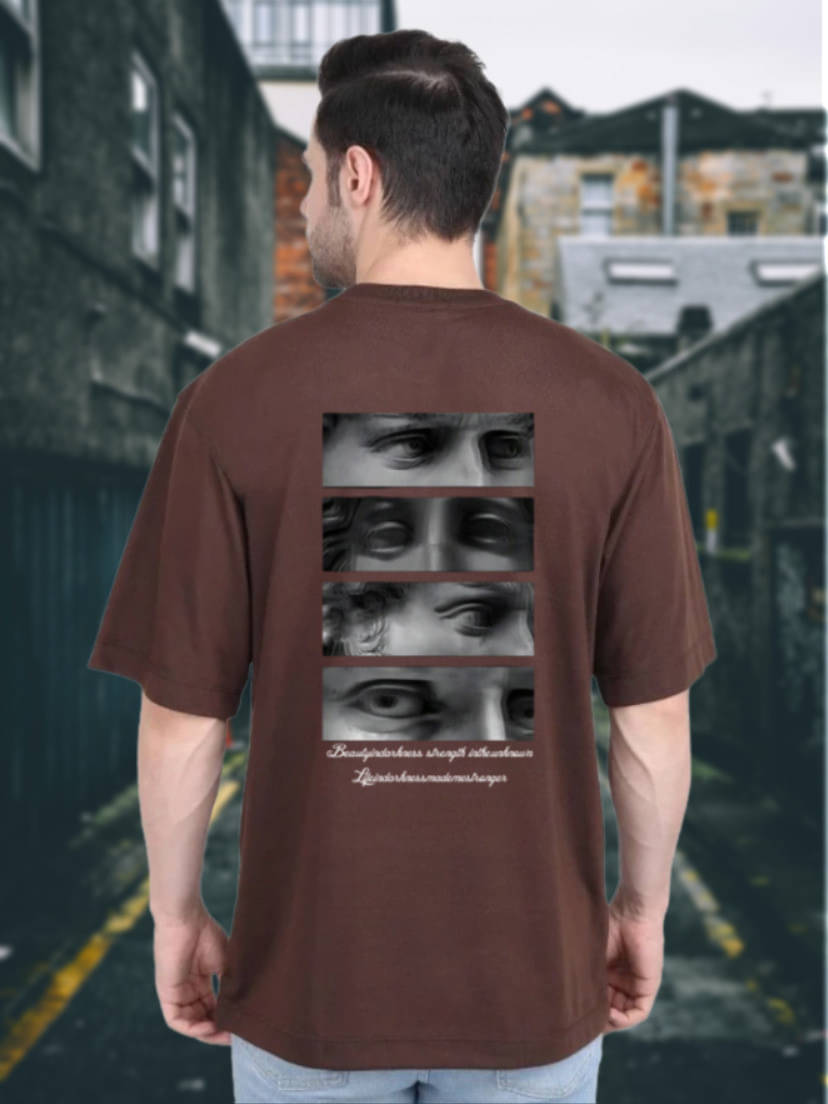 dos hermanos Men Cotton Blend Oversized Fit Printed T-Shirt ( Brown ) dos hermanos Men Cotton Blend Oversized Fit Printed T-Shirt ( Brown )