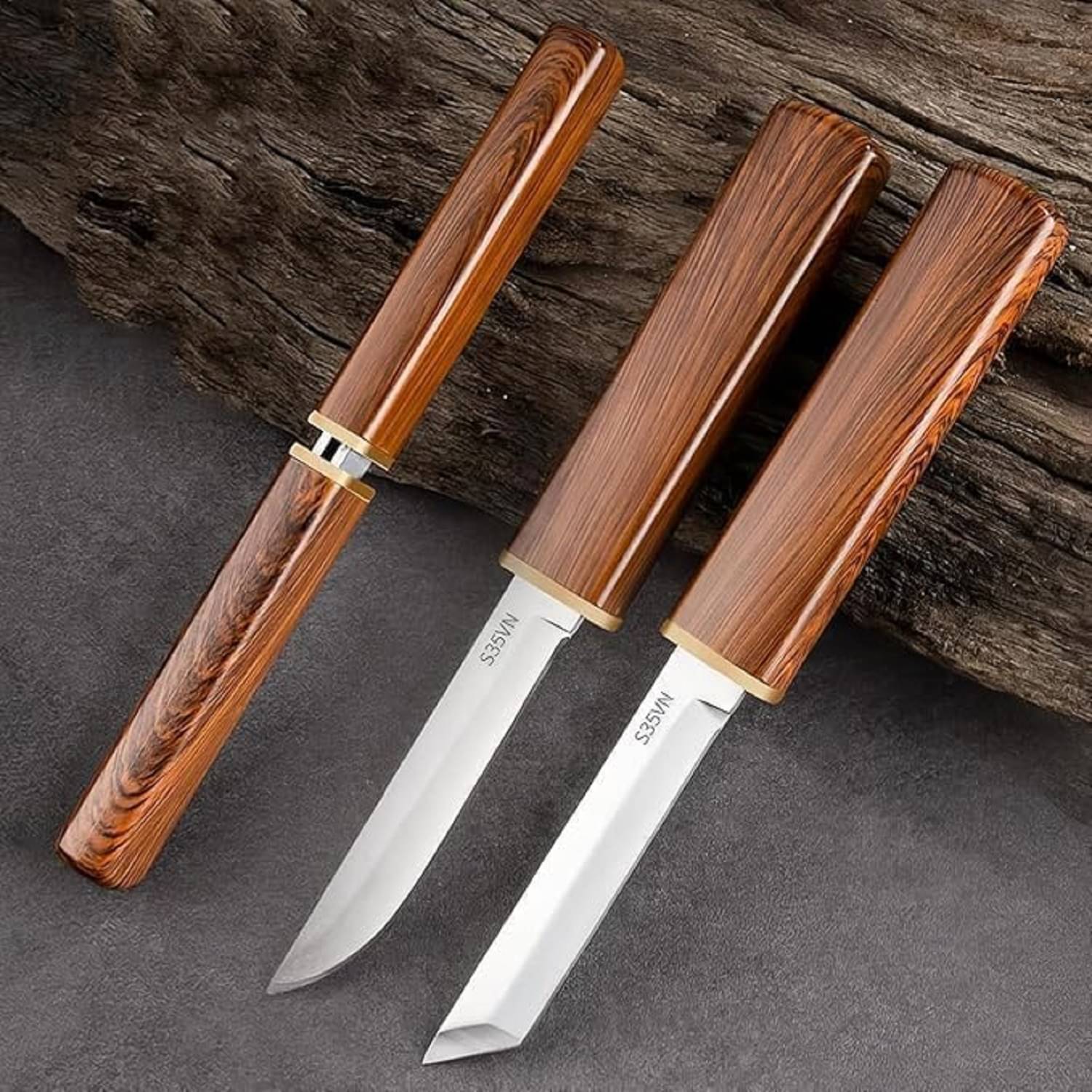     			2 in 1 Kitchen and Fruit Knife Set Stainless Steel with Wooden Box