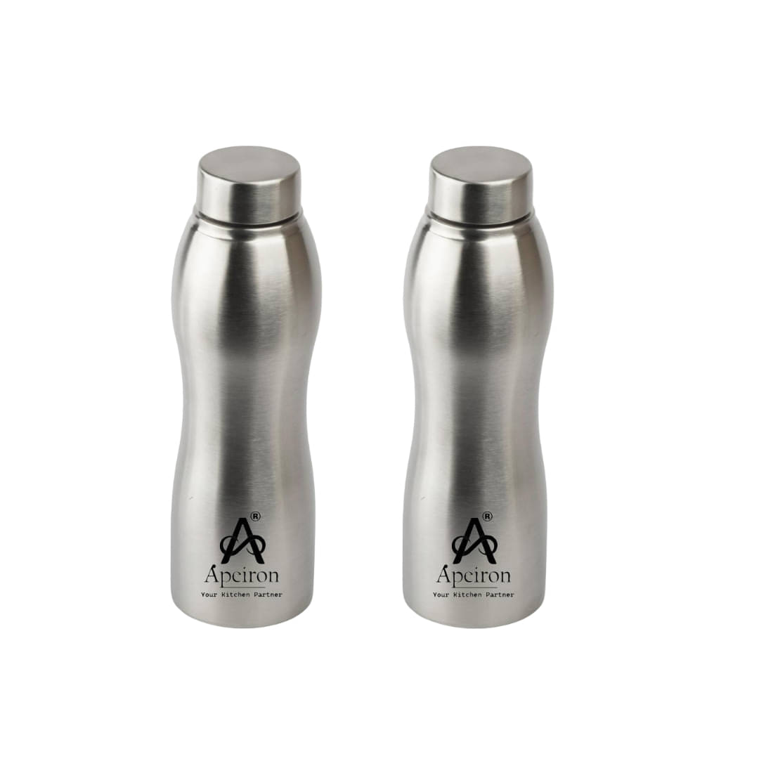     			APEIRON Vactra pack of 2 Silver Stainless Steel Fridge Water Bottle 1000 mL ( Set of 2 )