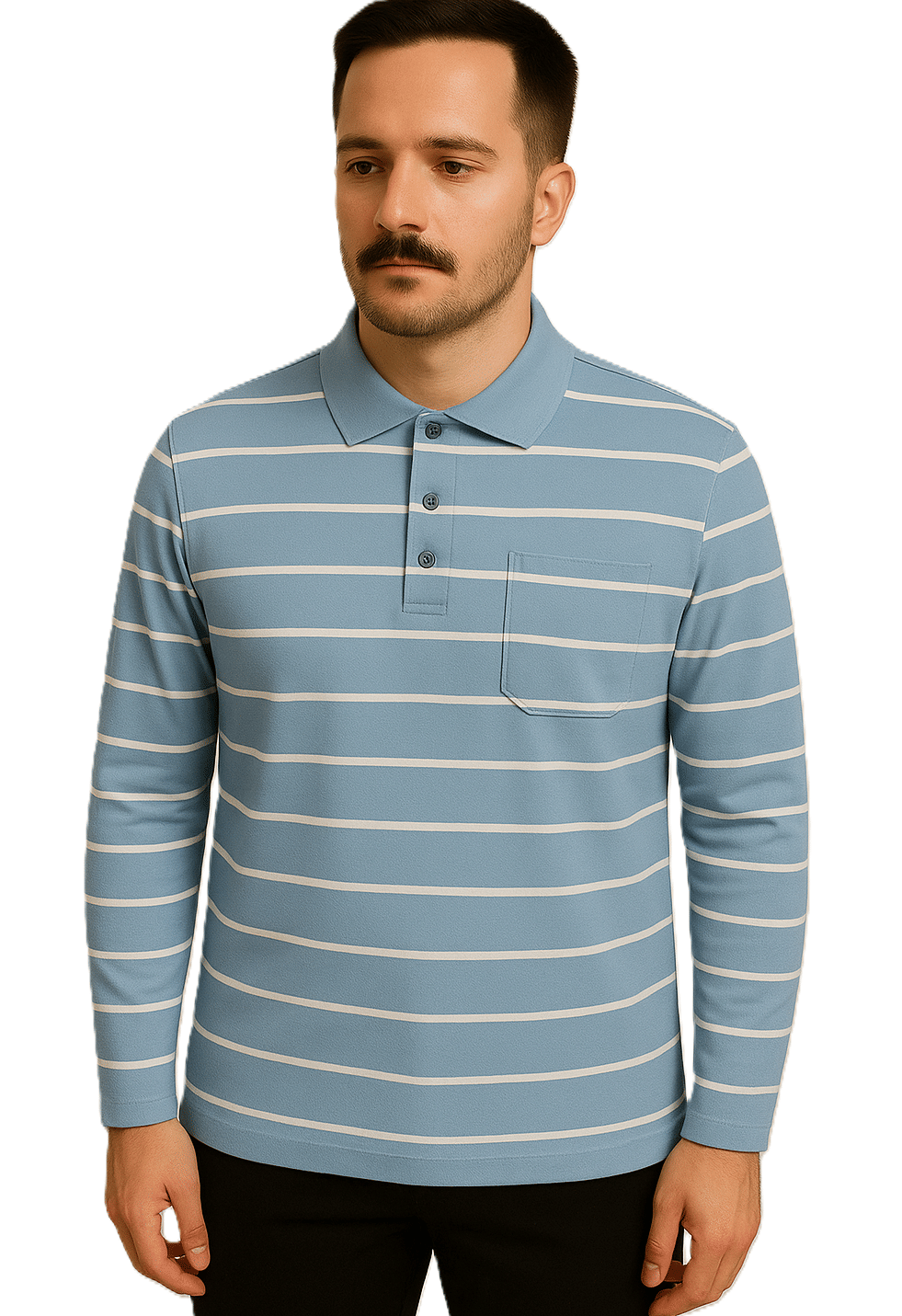 Alvin Men Cotton Blend Regular Fit Striped Polo T Shirt ( Light Blue ) Alvin Men Cotton Blend Regular Fit Striped Polo T Shirt ( Light Blue )