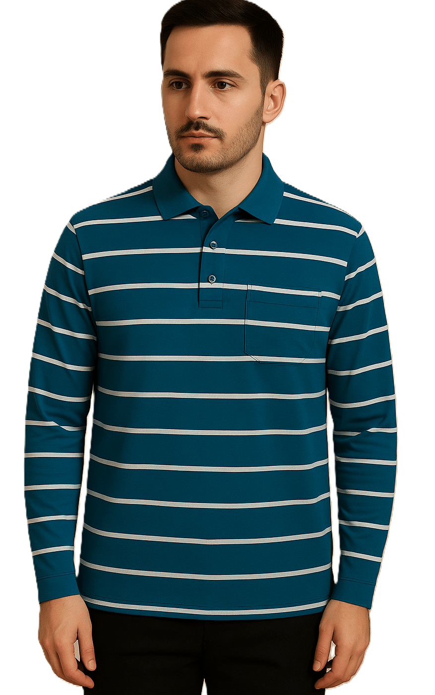     			Alvin Men Cotton Blend Regular Fit Striped Polo T Shirt ( Blue )