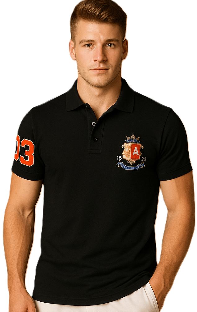 Alvin Men Cotton Blend Regular Fit Printed Polo T Shirt ( Black )     			Alvin Men Cotton Blend Regular Fit Printed Polo T Shirt ( Black )