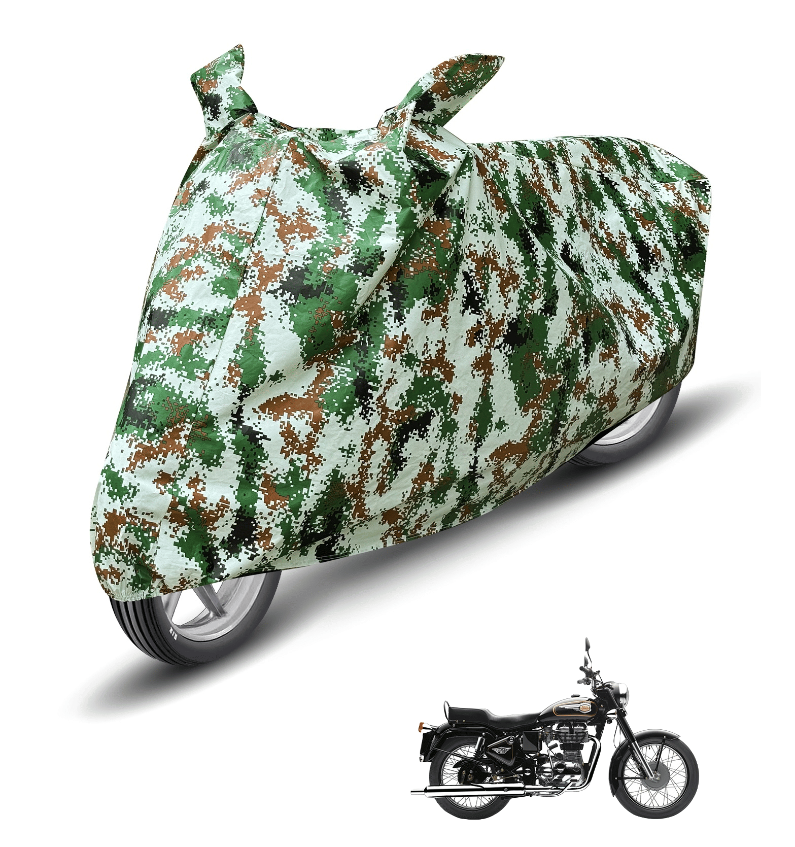     			Auto Hub Bike Body Cover for Royal Enfield All Bike Models ( Pack of 1 ) , Olive