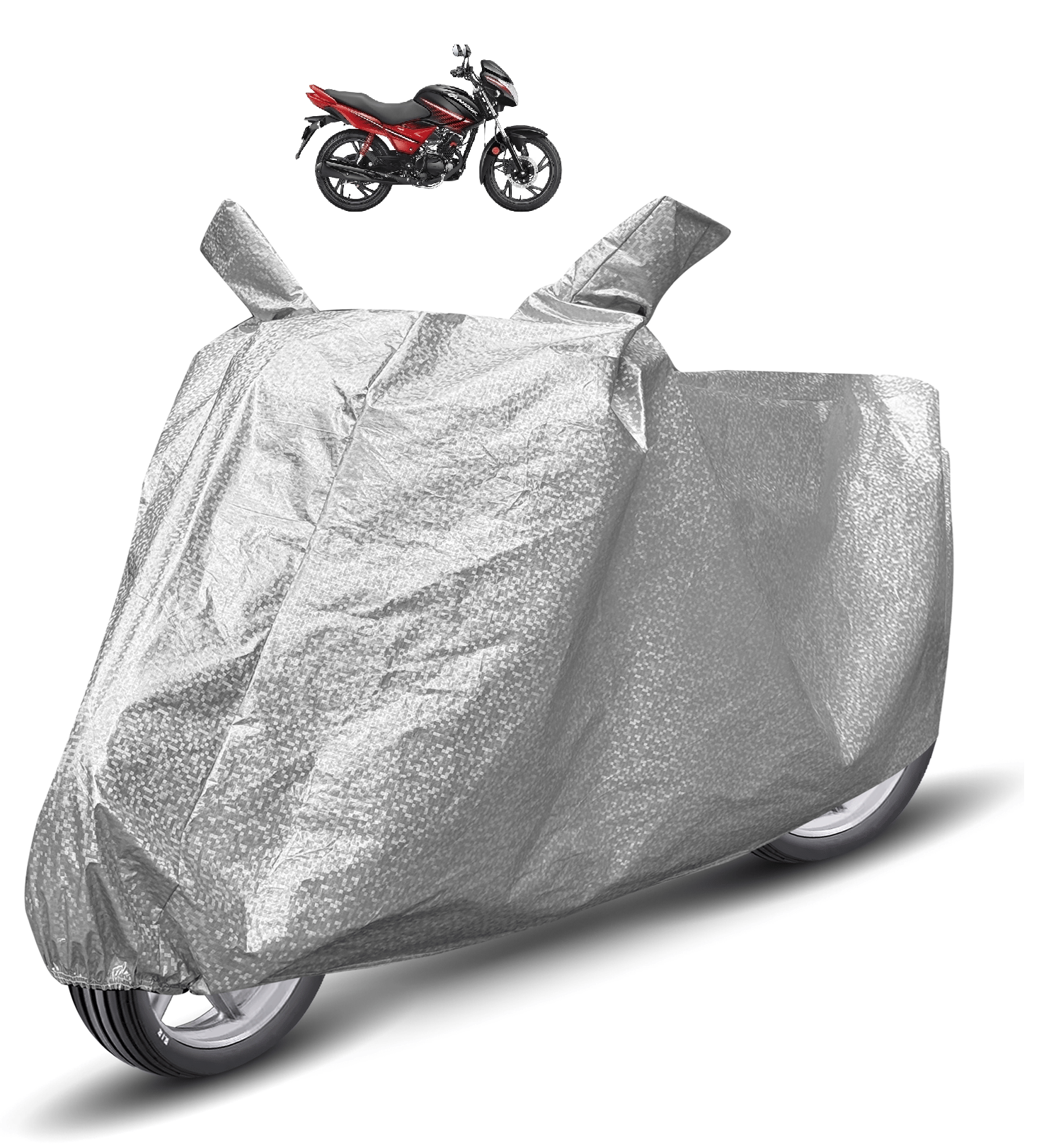 Auto Hub Bike Body Cover for Hero Glamour ( Pack of 1 ) , Silver Auto Hub Bike Body Cover for Hero Glamour ( Pack of 1 ) , Silver