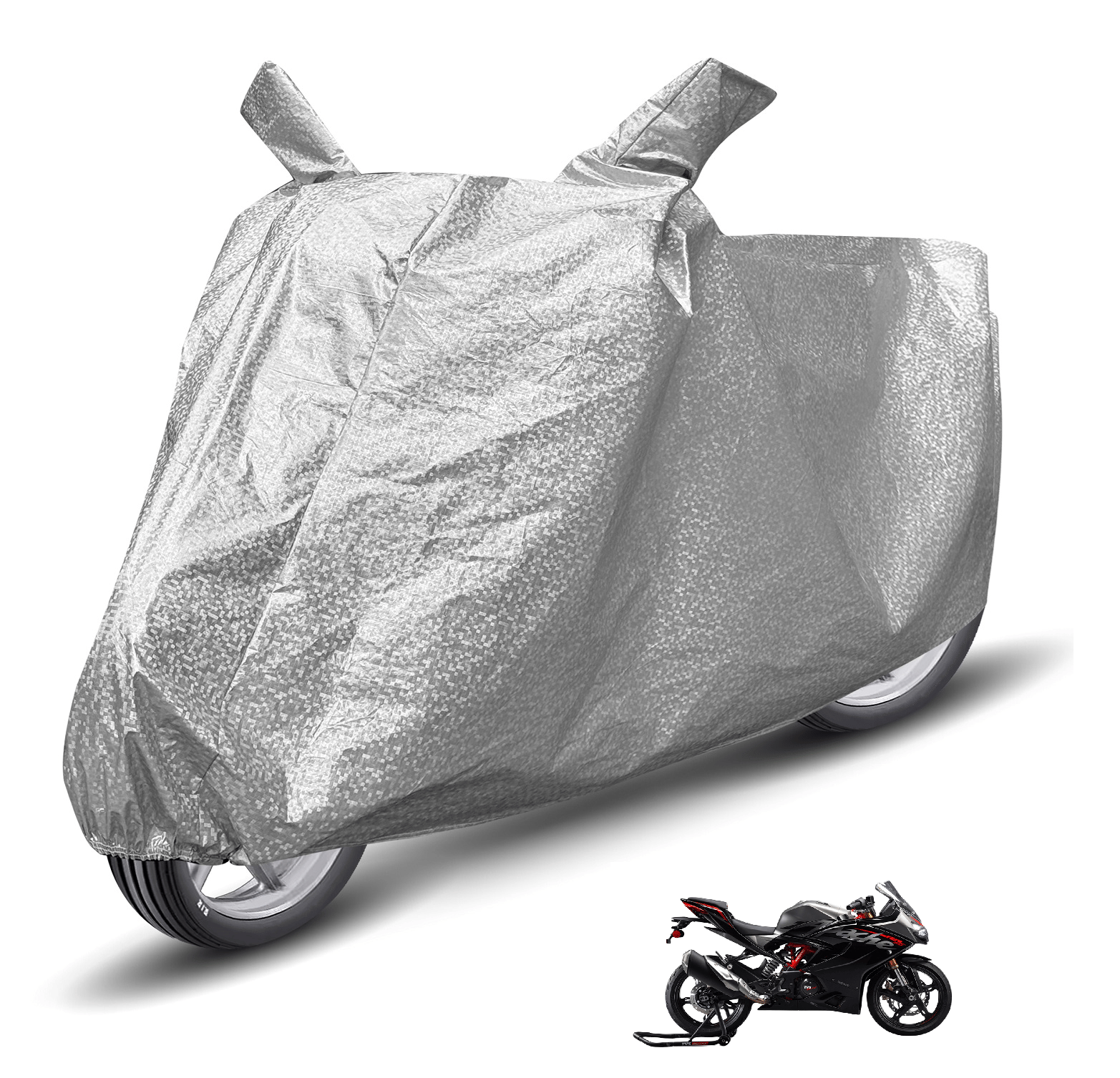     			Auto Hub Bike Body Cover for TVS All Bike Models ( Pack of 1 ) , Silver