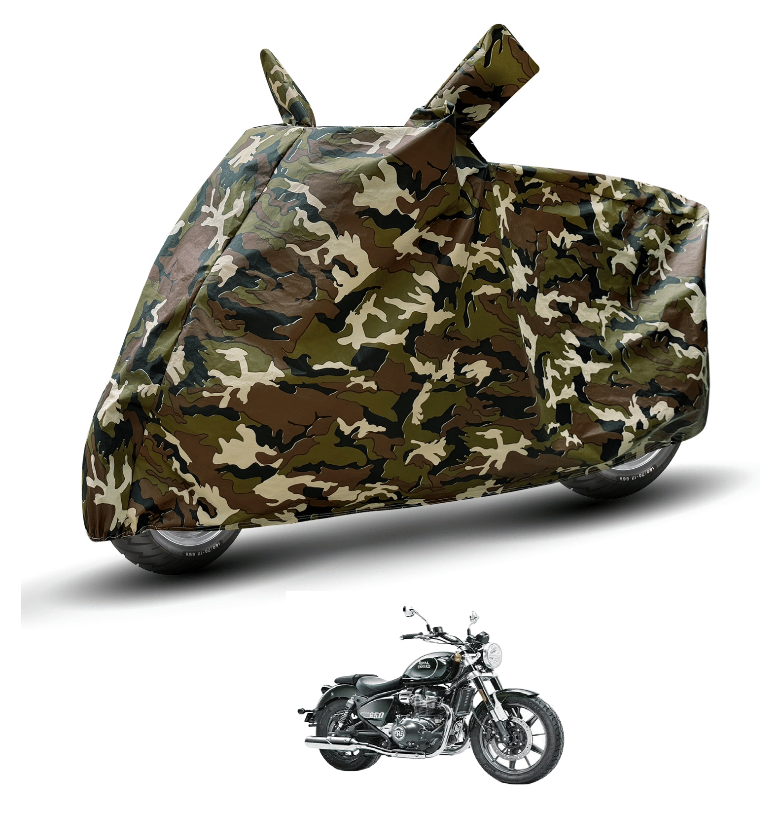     			Auto Hub Bike Body Cover for Royal Enfield All Bike Models ( Pack of 1 ) , Camouflage