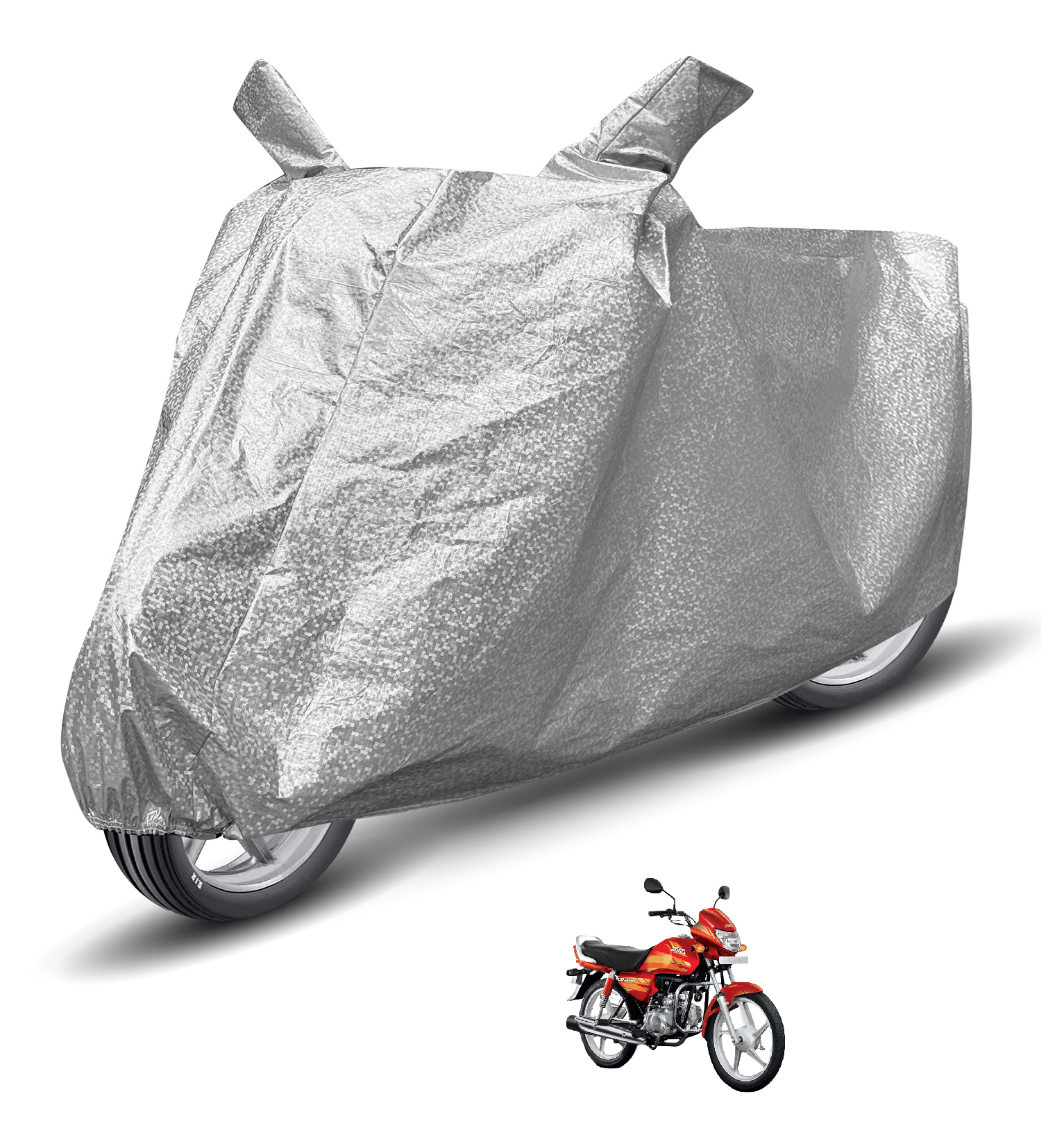 Auto Hub Bike Body Cover for Hero Cd Deluxe ( Pack of 1 ) , Silver Auto Hub Bike Body Cover for Hero Cd Deluxe ( Pack of 1 ) , Silver