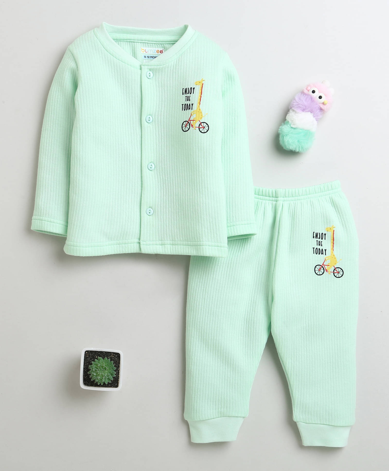     			BUMZEE Pack of 1 Baby Boys Cotton Blend Thermal Sets ( Mint Green )