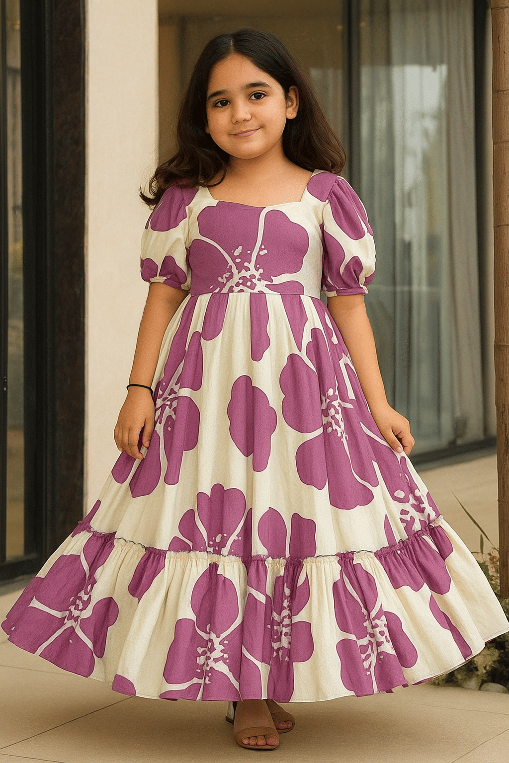 Bholukart Rayon Gown For Girls ( Pack of 1 , PeachPuff )