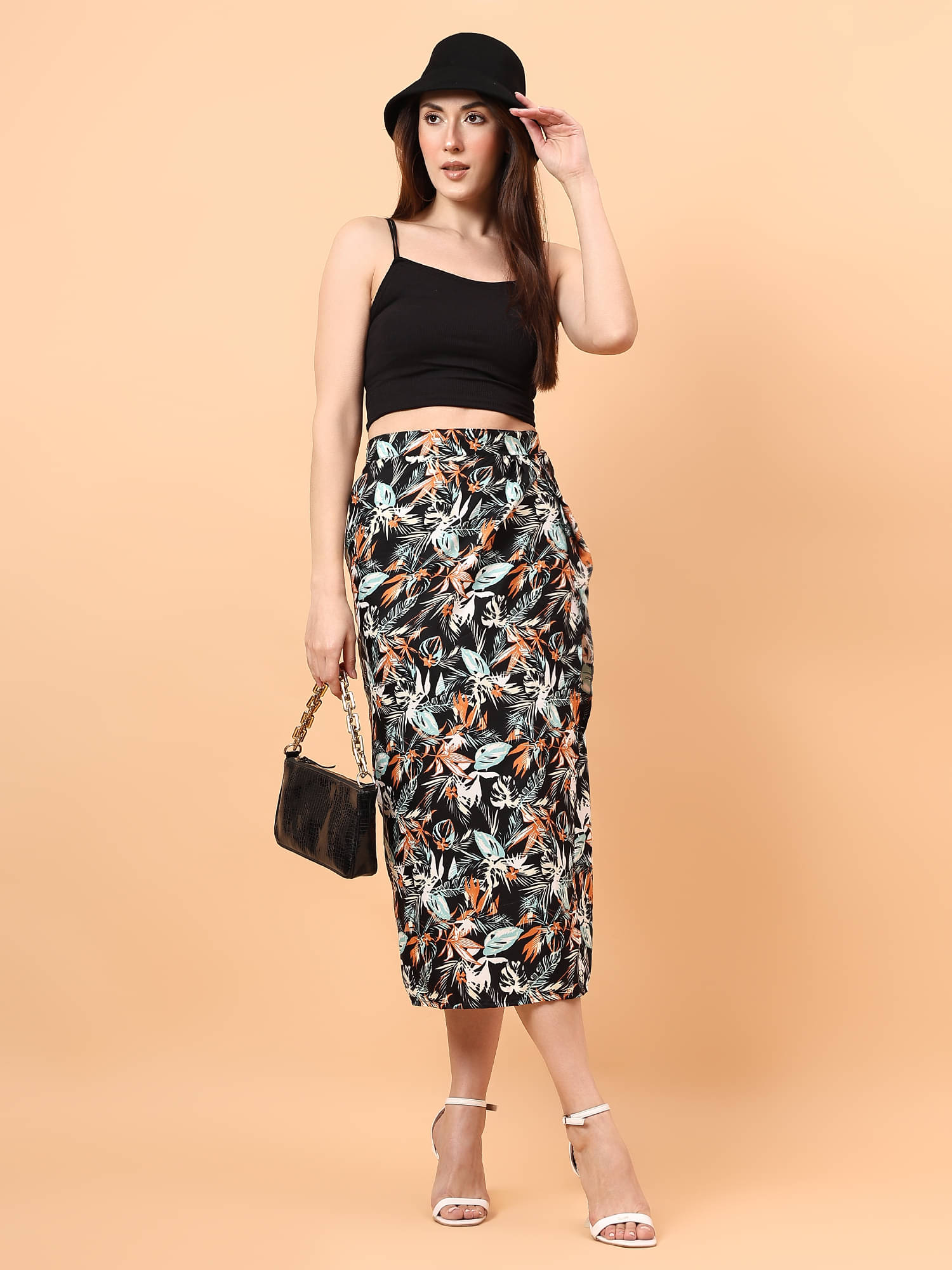     			COOL AND CASUAL Women Printed Top With Skirt Co-Ord Set ( Multicolor 1 )