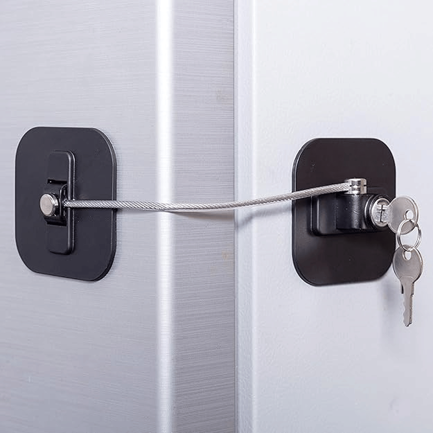     			Child Safety Device Refrigerator Door Lock With Key And Adhesives, Cabinet Restrictor Cable For Baby And Toddler, Lock For Cupboards, Drawers, Fridge, Wardrobe (Pack Of 1)