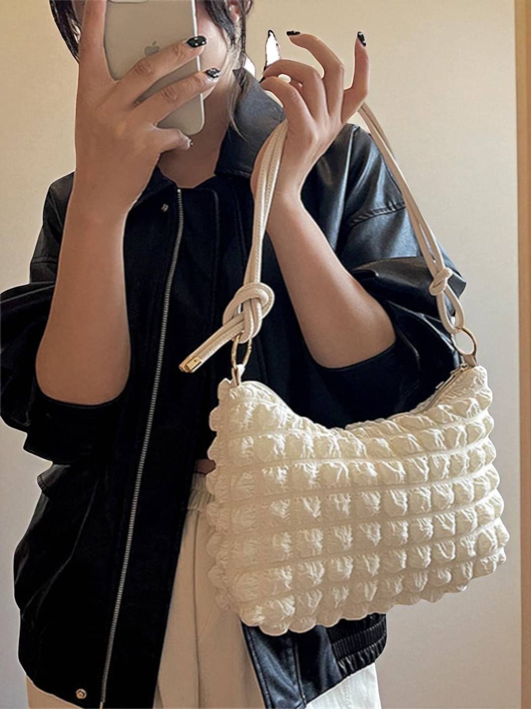     			Derifa Shoulder Bag Fabric Set of 1 ( White )