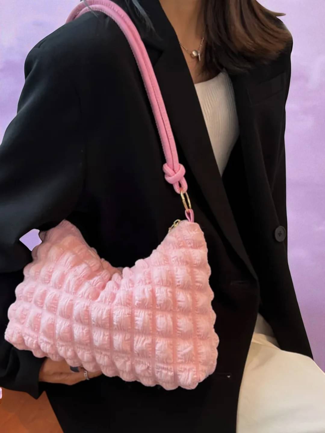     			Derifa Shoulder Bag Fabric Set of 1 ( Pink )
