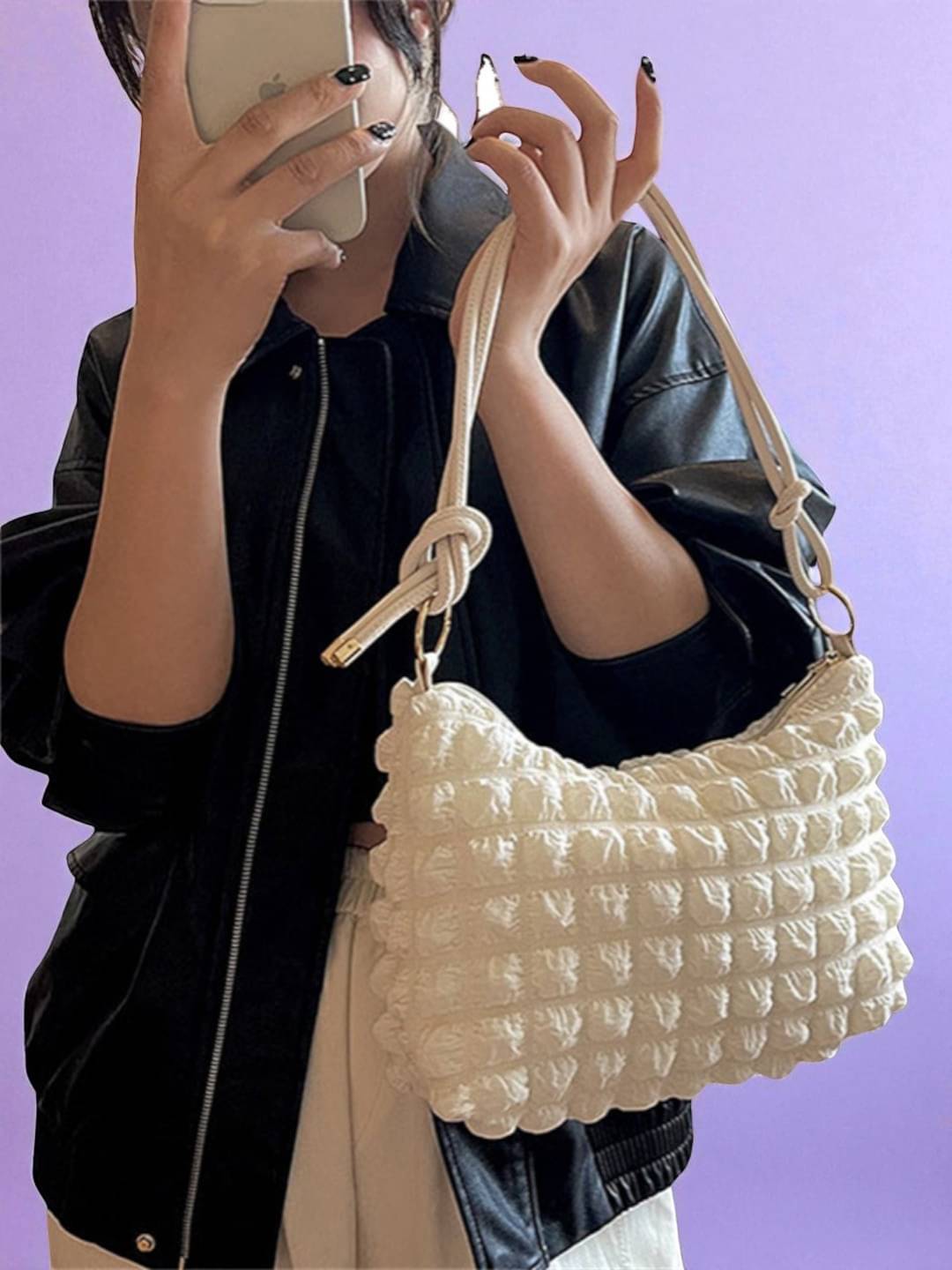     			Derifa Shoulder Bag Fabric Set of 1 ( White )
