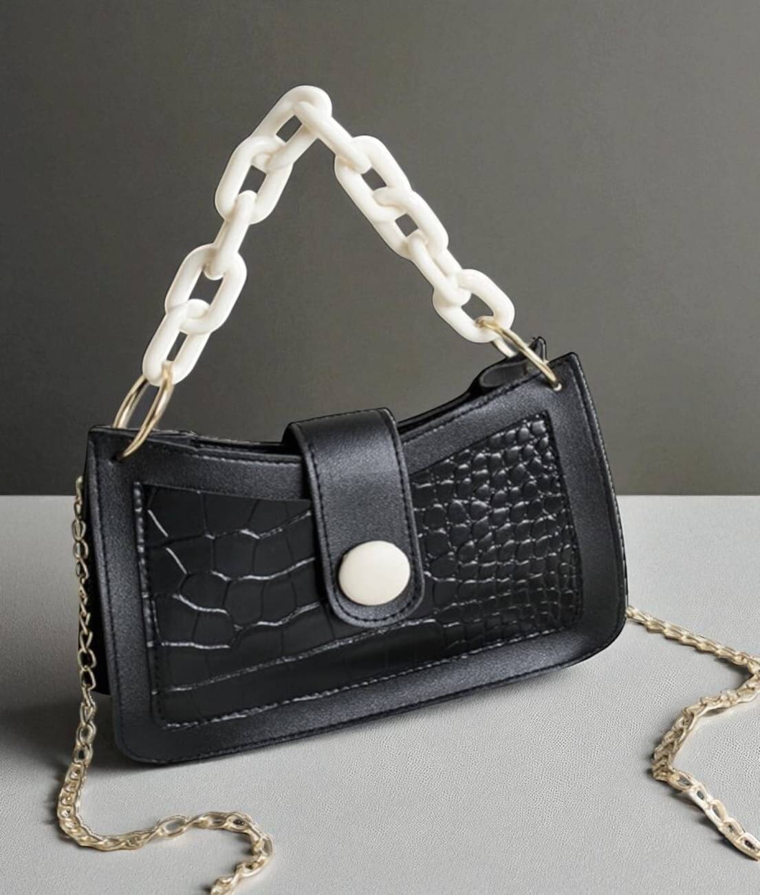     			Derifa Sling Bag PU Set of 1 ( Black )