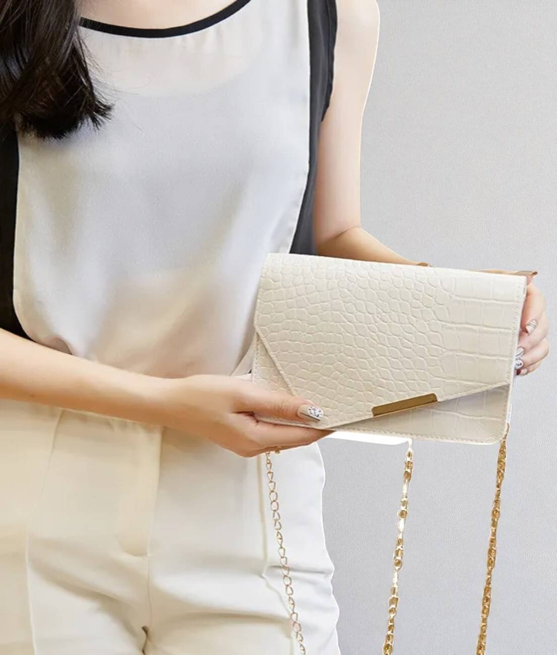     			Derifa Sling Bag PU Set of 1 ( White )