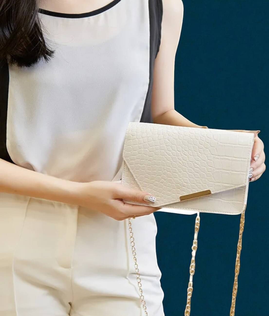     			Derifa Sling Bag PU Set of 1 ( White )