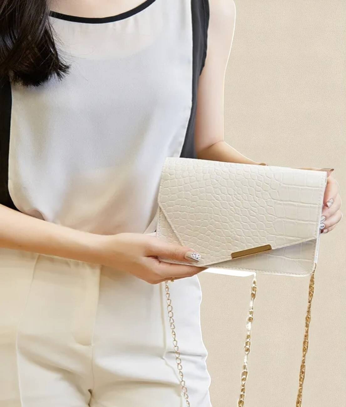     			Derifa Sling Bag PU Set of 1 ( White )