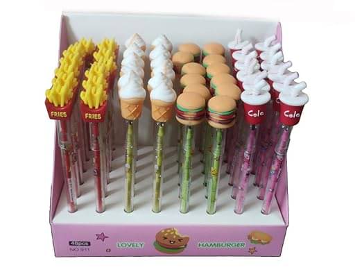     			ECLET fast food Theme Space Design Lead Push Pencils for fast food theme Return gifts for kids |fries, burger design(PACK OF 6)