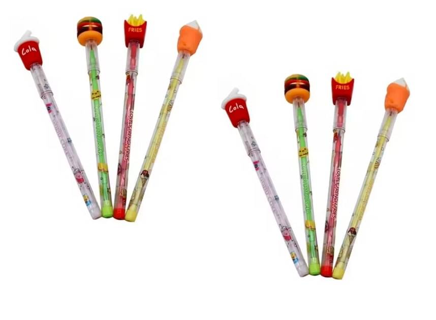     			ECLET fast food Theme Space Design Lead Push Pencils for fast food theme Return gifts for kids |fries, burger design (PACK OF 8)