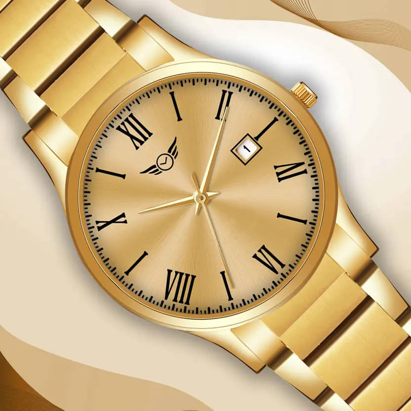     			EEWHI Gold Brass Analog Men's Watch