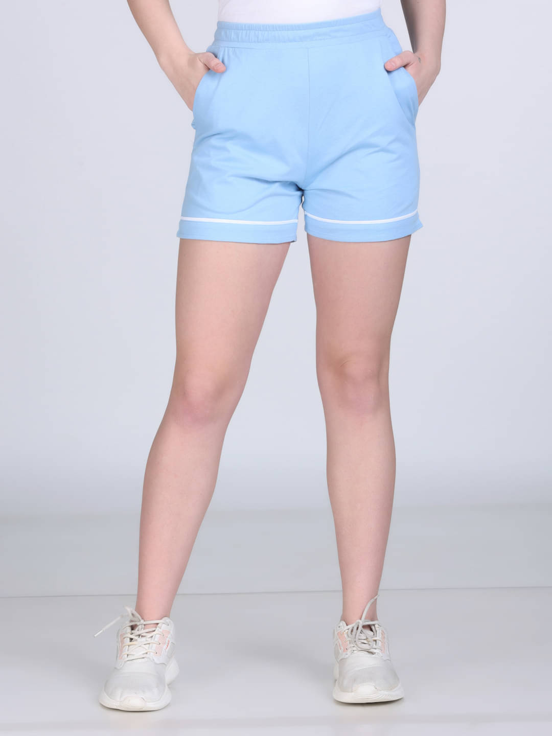     			ETICO Women Cotton Regular Shorts ( Light Blue )