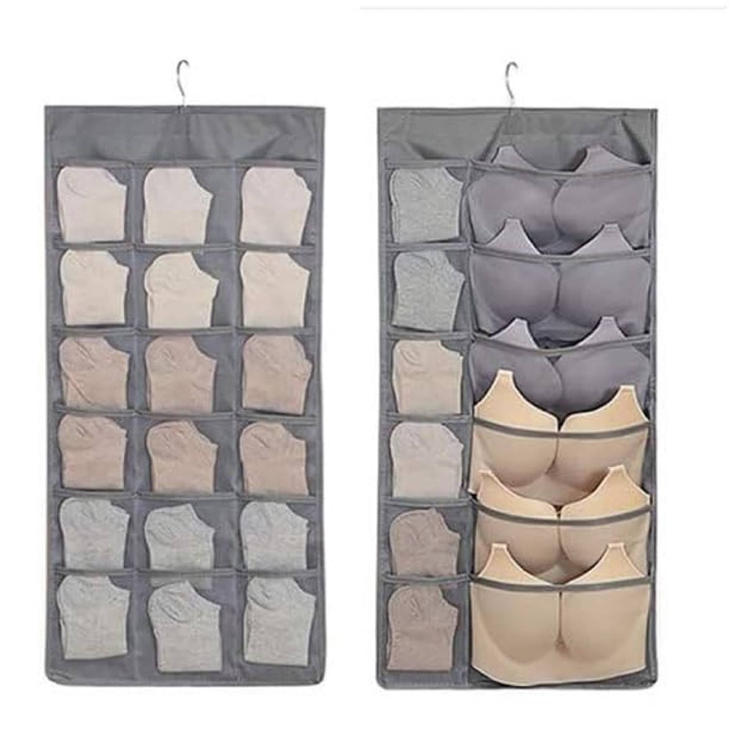 Foldable Hanging Bag Clear Double Sided 30 Pockets for Socks Bra Underwear Rack Hanger Foldable Hanging Bag Clear Double Sided 30 Pockets for Socks Bra Underwear Rack Hanger