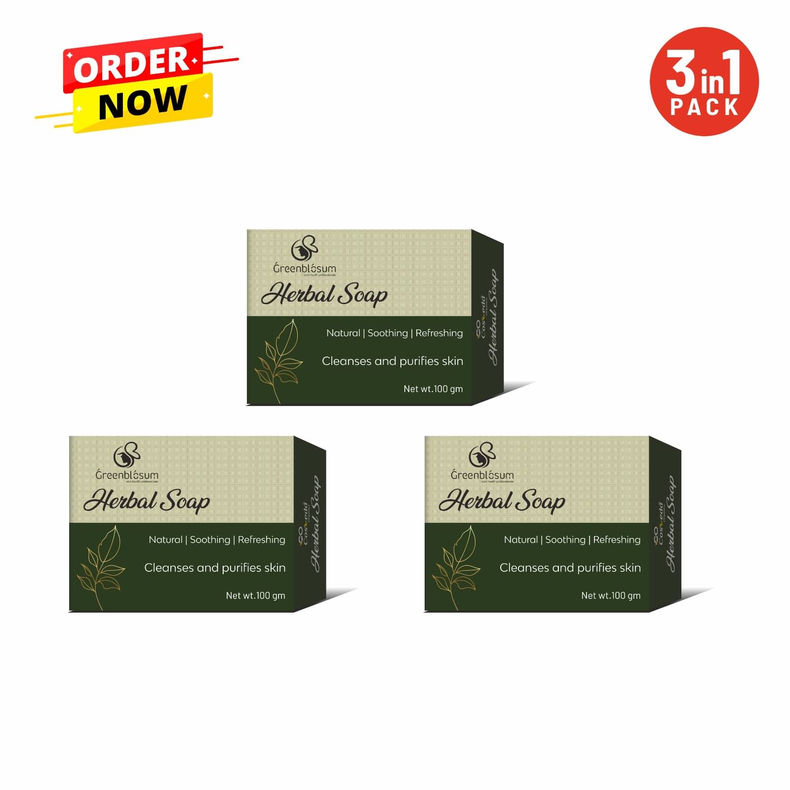 GREENBLOSUM Antibacterial Herbal soap Soap for Normal Skin ( Pack of 3 ) GREENBLOSUM Antibacterial Herbal soap Soap for Normal Skin ( Pack of 3 )