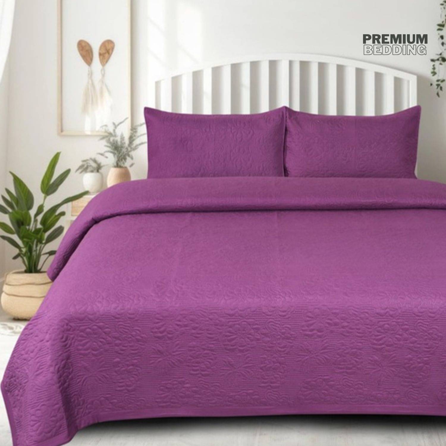 HIDECOR Microfibre Floral King Size Bedcover - Purple ( ) HIDECOR Microfibre Floral King Size Bedcover - Purple ( )