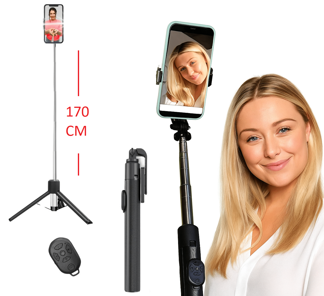     			HUG PUPPY Bluetooth Selfie Stick ( Black )