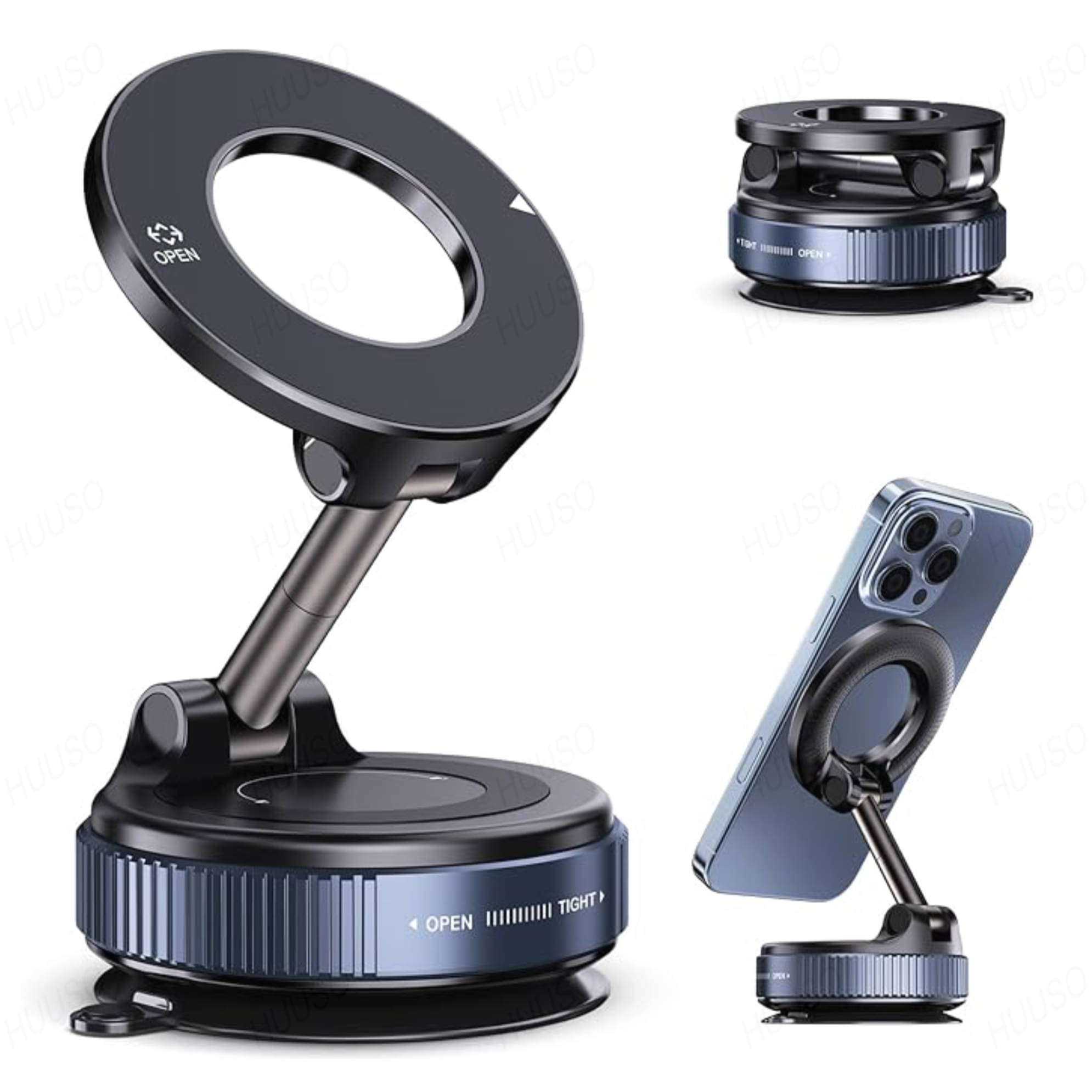     			HUUSO Dashboard & Windshield Suction Cup Car Mobile Holder - Black