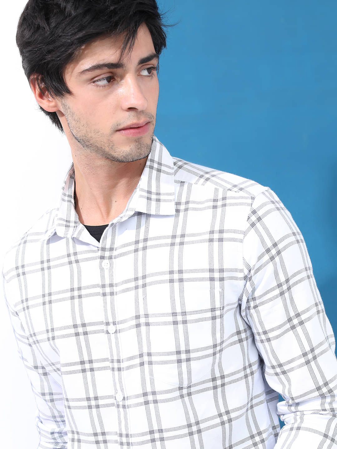     			Highlander Cotton Blend Slim Fit Checks Full Sleeves Men's Casual Shirt - White ( Pack of 1 )