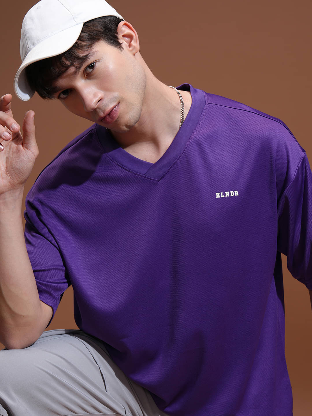 Highlander Men Polyester Oversized Fit Solid T-Shirt ( Purple ) Highlander Men Polyester Oversized Fit Solid T-Shirt ( Purple )
