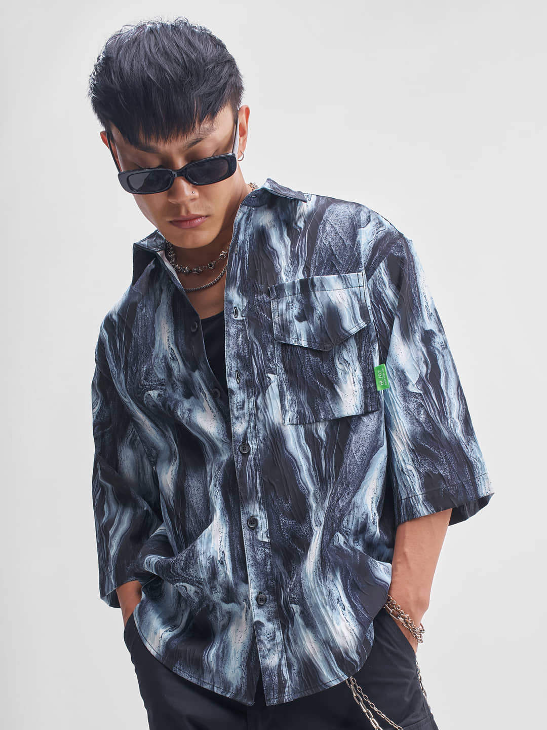 Highlander Polyester Oversized Fit Printed 3/4th Sleeves Men's Casual Shirt - Multicolor ( Pack of 1 )