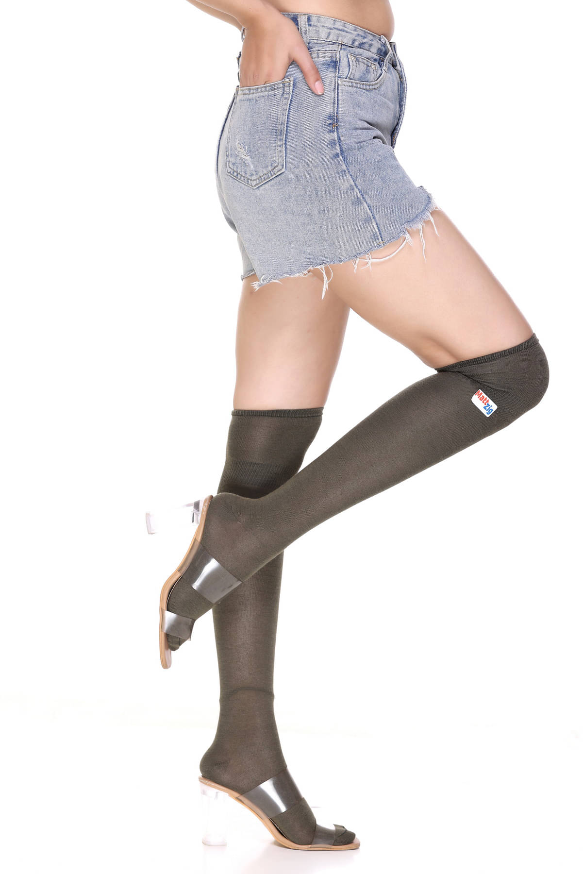     			MattZig Pack of 1 Women's Lycra Full length Stockings ( Green )