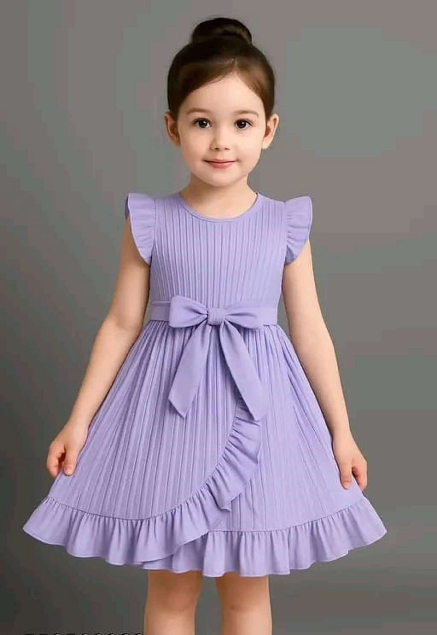 Mullick the designer Cotton Blend Frock For Girls ( Pack of 1 , Lavender )