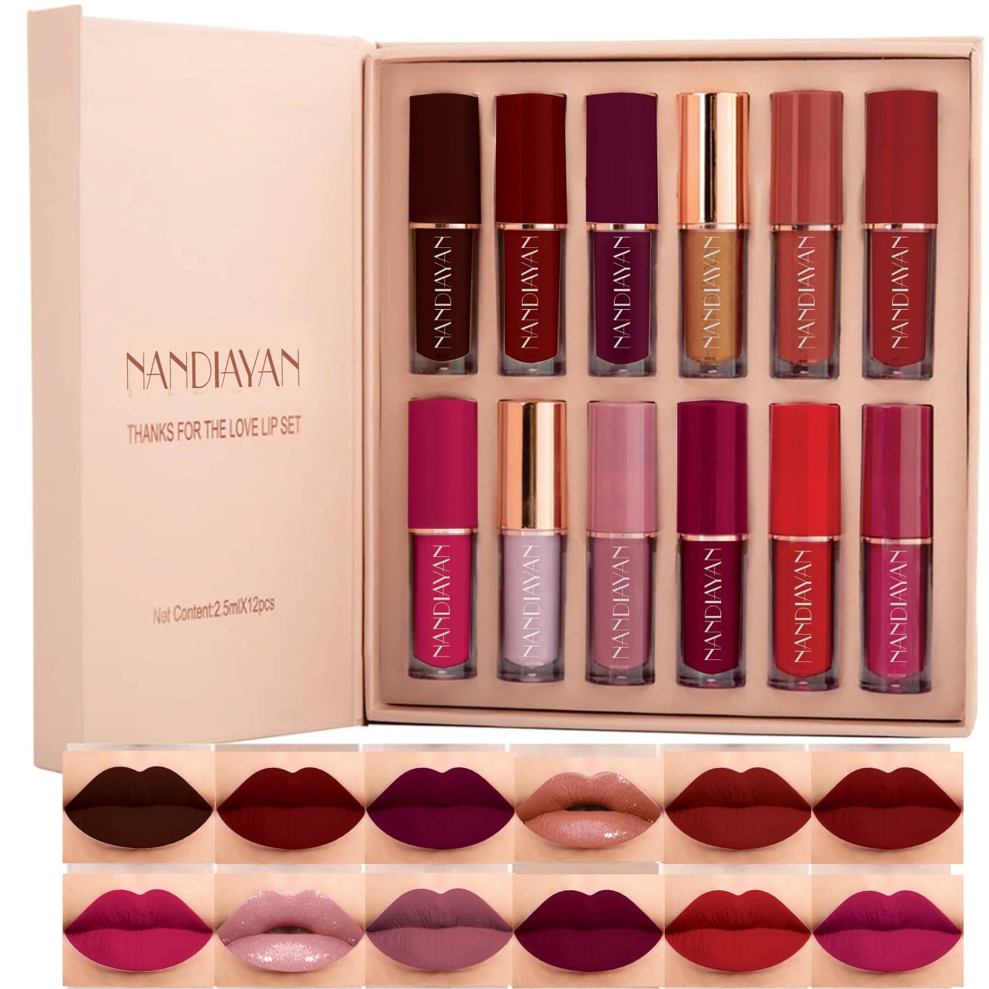 NANDIAYAN Multi Matte Long Lasting Liquid Lipstick ( Pack of 12 ) NANDIAYAN Multi Matte Long Lasting Liquid Lipstick ( Pack of 12 )